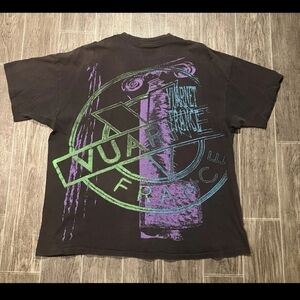 VTG Vuarnet France Single Stitch Graphic T Shirt Black Faded Distressed Mens 2XL